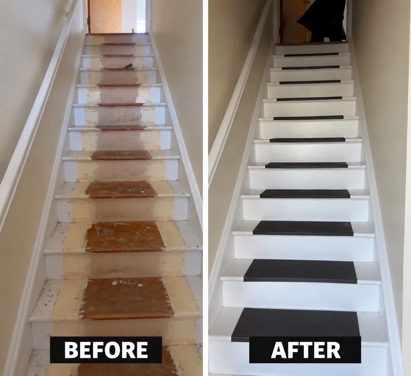 Staircase painting before and after