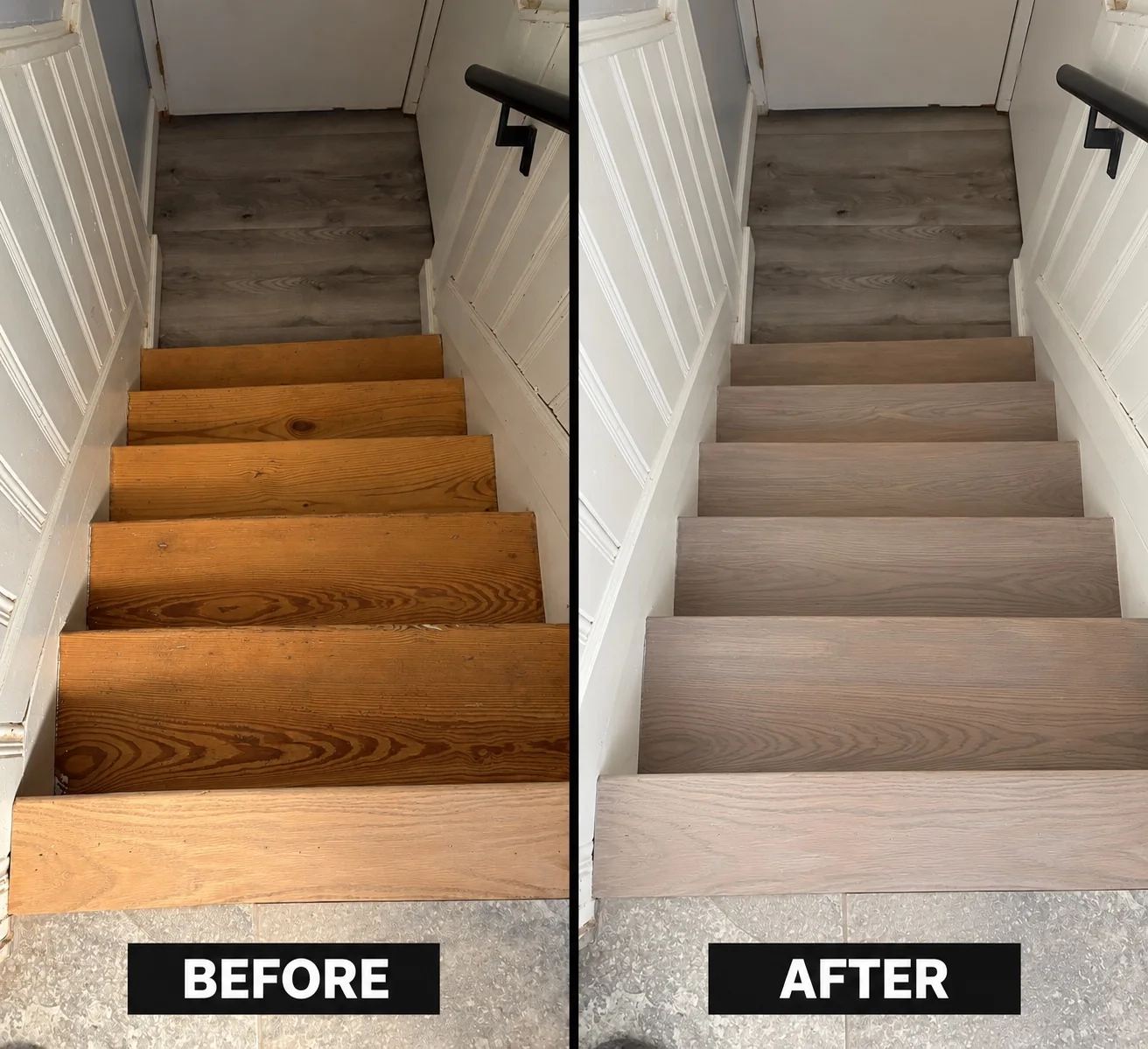 Natural staircase before and after