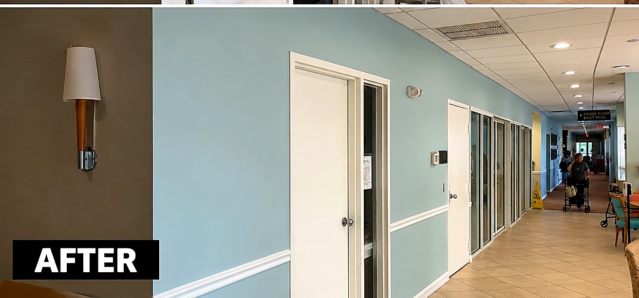 Commercial hallway painting by SouthBay Improvements